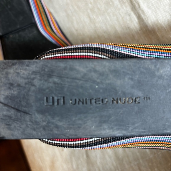 UNITED NUDE Sz 38 Multi Coloured Striped Funky Heel Slip On Ballet Flats Shoes - Picture 10 of 12